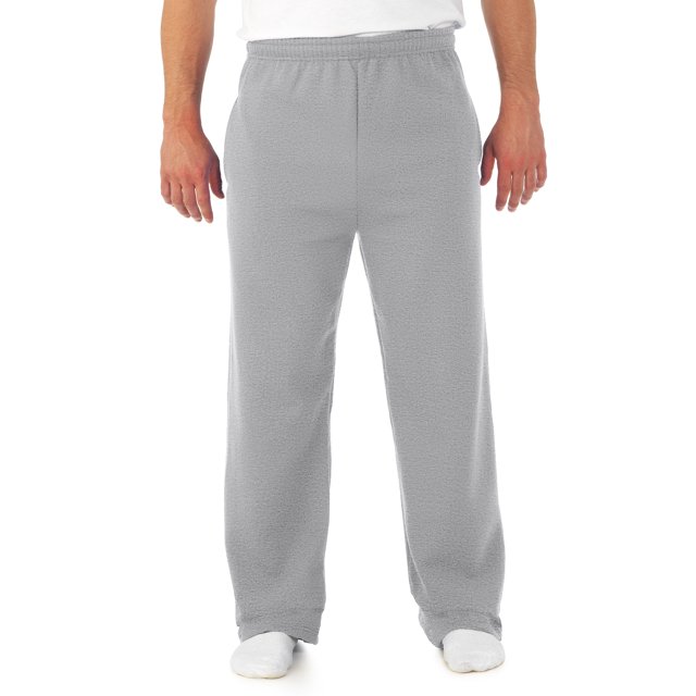 Jerzees Mens NuBlend Pocketed Open-Bottom Sweatpants, M, Athletic Heather