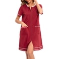 thumbnail image 2 of Timegard Robe de Nuit pour Femmes à Col Rond avec Fermeture Éclair, Manches Courtes, Fente Latérale, Robe Décontractée de Maison avec Poches, 2 of 6