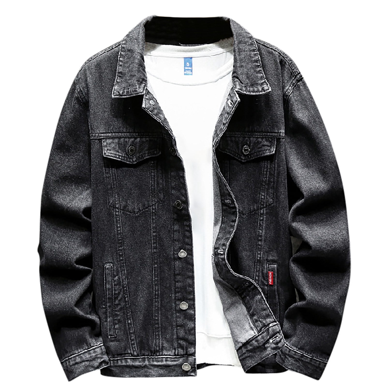 Denim Jacket Mens Sleeveless Dark Denim Jean Jacket Men Two Tone