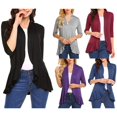 thumbnail image 4 of Women Ruffle Hem 3/4 Sleeve Cardigan Open Front Knit Sweaters Coat Solid Lightweight Basic Outwear Light gray 2XL, 4 of 4