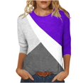 thumbnail image 2 of TIMIFIS Hauts pour Femmes Mi-Long Printemps Automne Imprimés Manches 3/4 Hauts Mode Grande Taille Col Ras du Cou T-Shirts Décontractés Blouses Chemises à Manches Longues pour Femmes Automne, 2 of 4