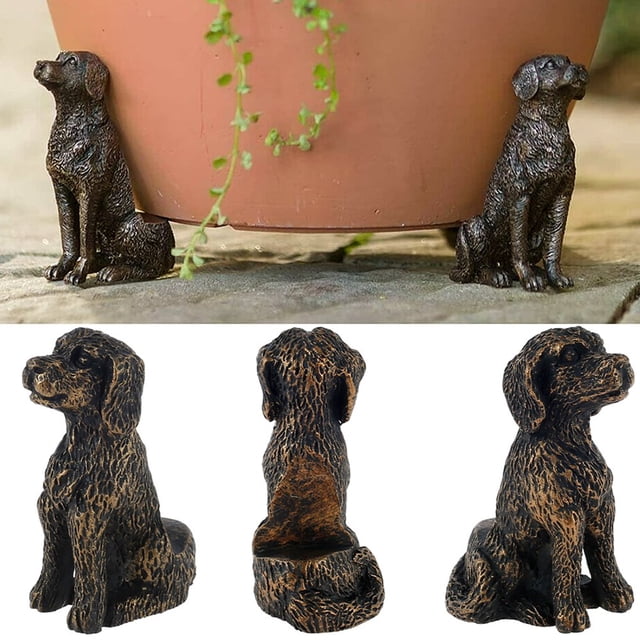 3PCS Planters Pot Feet Resin Planter Pots Risers Flower Pot Holder Decorative Pot Feets Handmade Plant Riser Dog Animal Statue Plant Stand for Garden Patios Improve Airflow Drainage