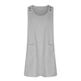 thumbnail image 4 of Penkiiy Robe Courte Sans Manches à Rayures Imprimées à Boutons avec Bretelles pour Femme, Poches, Mini Tunique, Robe Débardeur avec Double Poche, P Gris, 4 of 6