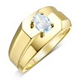 thumbnail image 3 of RYLOS Men's Rings 14K Yellow Gold Ring Classic Solitaire 7X5MM Oval Shape Gemstone Designer Band Aquamarine March Birthstone Rings For Men Size 10, 3 of 7