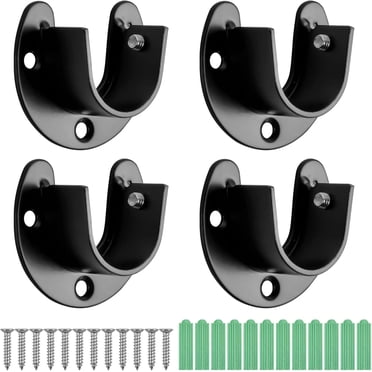 Rod Socket for Wardrobe, Closet Rod End Supports with Heavy Duty Stainless Steel and Easy Installation, U Shaped Design for High Weight Capacity (4PCS)