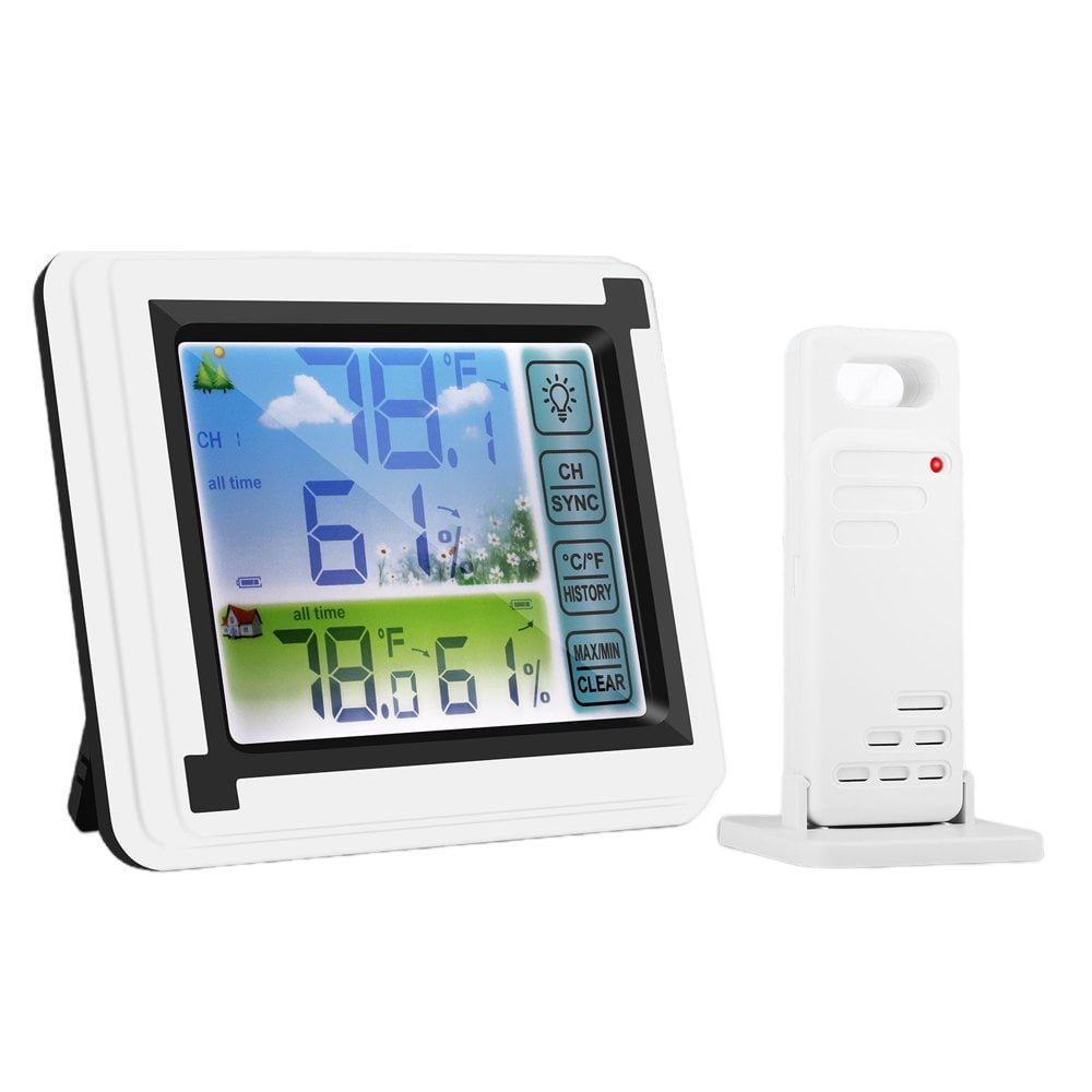 LNGOOR Thermomètre Intérieur Extérieur LCD Sans Fil Numérique avec Émetteur