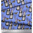 thumbnail image 3 of Soimoi Blue Moss Georgette Fabric Insect,Lavender & Vintage Bottle Print Sewing Fabric BTY 42 Inch Wide, 3 of 3
