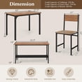 thumbnail image 3 of Gymax 4pcs Dining Table Set Rustic Desk 2 Chairs & Bench w/ Storage Rack Brown, 3 of 10