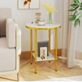 thumbnail image 2 of Gymax 2-Tier Round Side Table Set of 2 16'' Faux Marble End Table w/ Storage Shelf, 2 of 9