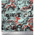 thumbnail image 1 of Soimoi Georgette Viscose Fabric Food,Animals & Text Print Sewing Fabric Yard 42 Inch Wide, 1 of 5