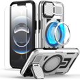 thumbnail image 1 of KOMI for iPhone 16 Pro MagSafe Case with Adjustable Metal Camera Lens Cover Stand with 1 Screen Protectors,[Military-Grade Protection] Rugged Heavy Duty Magnetic Case for iPhone 16 Pro 6.3" Grey, 1 of 5