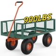 thumbnail image 2 of GloryStar Steel Garden Cart, 500 LBS, 3-in-1 Folding Utility Wagon with Removable Sides, 10 inch Tires, 180° Rotating Handle for Outdoor, Farm, Lawn and Garden, Heavy Duty Flatbed,, 2 of 6