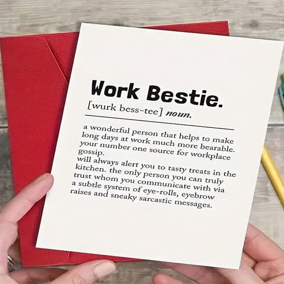 LNGOOR 1 Pce Carte pour Votre Meilleur Travail BFF Carte de Souhaits d'Anniversaire Drôle pour Compagnon de Travail (Vient avec une Enveloppe de Couleur Aléatoire)