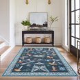 thumbnail image 4 of Garvee 5'x7' Modern Insect Floral Print Runner Rug, Mushroom Washable Rugs Indoor Carpet With Non-Slip Backing For Living Room Bedroom Home Office, Blue, 4 of 8