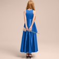 thumbnail image 4 of Robe Enfant Fille Robes Formelles Robe de Soirée Récital Performance Concours Élégant Sans Manches Robes Filles Bleu 13 Ans-14 Ans, 4 of 4