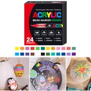 24 Colors Acrylic Paint Marker Pens, Stellaya Straight Liquid Acrylic Marker, Stellaya Acrylic Markers For Coloring Books, 2025 New Water-Based Acrylic Brush Markers DIY Art Crafts Supplies