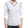 thumbnail image 2 of EGNMCR Chandail pour Homme Homme Décontracté Tricoté Coton Col en V Gilet Chandail Sans Manches Hauts Blouse, 2 of 7