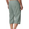 thumbnail image 4 of EOYWHK Mens Linen Capri Pants Summer Loose Fit Lightweight Sleep Shorts Elastic Waist Drawstring with Pockets, 4 of 7