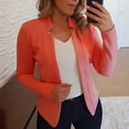 thumbnail image 2 of Womens Open Front Blazer Business Long Sleeve Jackets Solid Color Work Office Elegant Cropped Cardigans Cardigan for Dress Orange L, 2 of 5