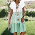 thumbnail image 2 of QIPOPIQ Robes pour Femmes Robe Midi à Manches Courtes à Étages Tendance Aguichant Décontractée Robes Robe d'Été Sans Manches Col Rond Unie Robe à Fente Offres 2023, 2 of 6