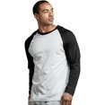 thumbnail image 3 of SLM Men's Long Sleeve Cotton Baseball Raglan Tee Shirt Jersey -White/Black-3XL, 3 of 4