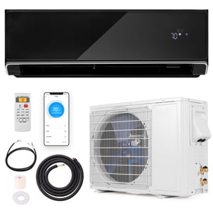 Gymax 12000 BTU Mini Séparer Air Conditionneur & Chaudière 22 SEER2 208-230V AC Unité noire
