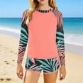 thumbnail image 3 of RXMEKW Swimsuit Set for Girls with Floral Print Two-Piece Beach Swimsuit for Kids Long Sleeve Rash Guard and Swim Shorts for Sun Protection and Swimming, 3 of 5