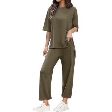 Ensembles de Liquidation pour Femmes, Ensemble de Shorts Décontractés d'Été pour Femmes, Haut Décontracté Uni d'Été pour Femmes Pantalon Large Ensemble de Survêtement