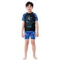 thumbnail image 4 of GDREDA 3 Piece Boys Swim Set Short Sleeve Swim Shirt and Trunks with UPF Rash Guard Toddler Bathing Suit Blue,5-6 Years, 4 of 9
