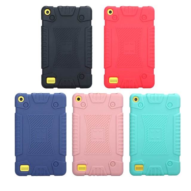 PAMINGONO 1Pack Black Silicone Tablet Case for Fire 7 2017 Release with Anti-Slip and Drop Protection