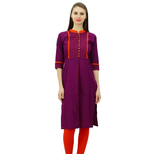 Phagun Kurti Droite à Col Mandarin pour Femmes, Robe Ethnique Indienne de Designer