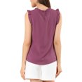 thumbnail image 3 of INSPIRE CHIC Blouse Sans Manches pour Femme, à Volants, Plissée, Blouse CHIC pour le Travail, S Violet Foncé, 3 of 8
