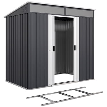 Outsunny 6.5'x4' Lockable Outdoor Storage Shed w/ Foundation Sliding Doors