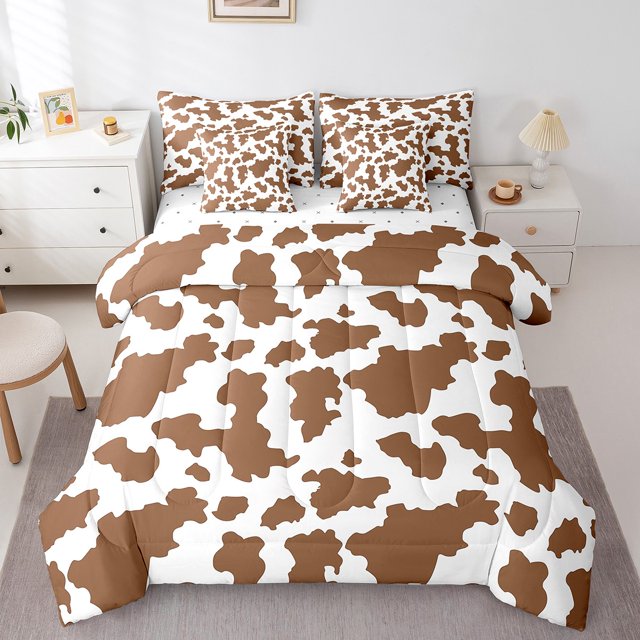 YST Ensemble de couette en peau de vache Burnt Sienna, 7 Pcs, ferme ouest, Simple