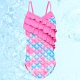 thumbnail image 3 of PMVFHDE Girls Mermaid Swimsuit One-Piece Cute Ruffle Strap Bathing Suit Toddler Kids Swimwear for Beach Pool Summer C,7-8 Years, 3 of 4