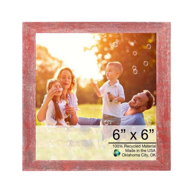 homeroots home decor 386567 6” x 6” Rustic Farmhouse Red Wood Frame