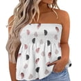 thumbnail image 1 of Women‘s Strapless Tank Tops Sleeveless Pleated Gradient Color Ladies Summer Boho Print Loose Fit Pullover, 1 of 6