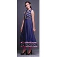 thumbnail image 3 of Bimba Robe Anarkali Bleu Marine à Fleurs, Col Mandarin, Sans Manches, Kurtis pour Femmes, Robe Maxi à Imprimé, Grande, 3 of 6