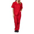 thumbnail image 2 of LYMAYTER Women V-Neck Medical Uniform Multi-pocket Design Nurse Uniform Scrubs Set for S-2XL, 2 of 7