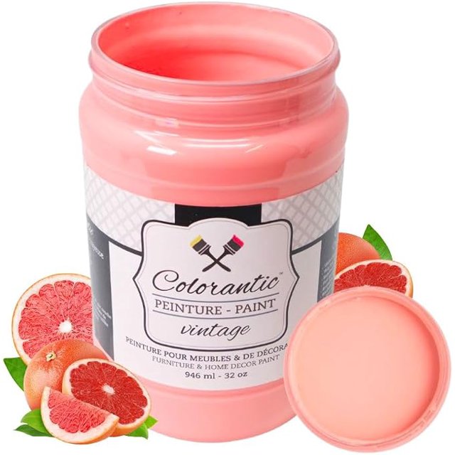 Colorantic / Peinture à la Craie à Base de Pamplemousse pour Meubles Bricolage - Corail Rose - 32 oz