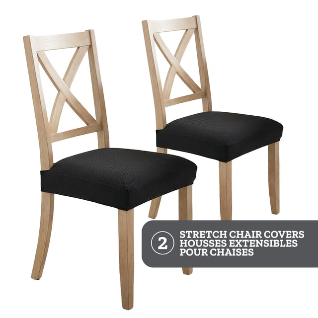 SmartFit Stretch Pixel Dining Chair Covers: Set of 2, Black