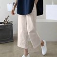 thumbnail image 2 of VEKDONE Womens Cotton Linen Capris Pants Khaki M, 2 of 3