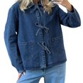 thumbnail image 1 of LOVZFMLL Vestes pour Femmes Couleur Unie à Bretelles Assemblées à Manches Longues à Capuche Veste en Denim/veste, 1 of 1