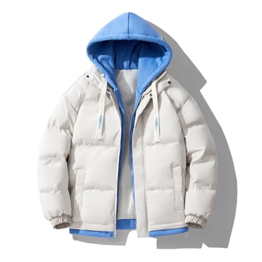 Mceream Men's Puffer Jacket Thickened Hooded Warm Winter Coats Ski Sports Outerwear with Pockets Plus Size Outwear Chaqueta Casual Para HombresBlack M