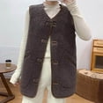 thumbnail image 1 of Qertyioot Gilet Mode pour Femmes Manteau d'Hiver Sans Manches en Molleton Chaud à Boutons Veste Unie, 1 of 4