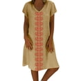 thumbnail image 2 of GZWYHT Robes d'Été, Robes pour Femmes 2024 Style d'Été pour Femmes Col en V Imprimé Coton et Décontracté Grande Taille Robe pour Dames Robes Midi, Robes en Lin, Robe Kaki, Commodes en Liquidation m, 2 of 6