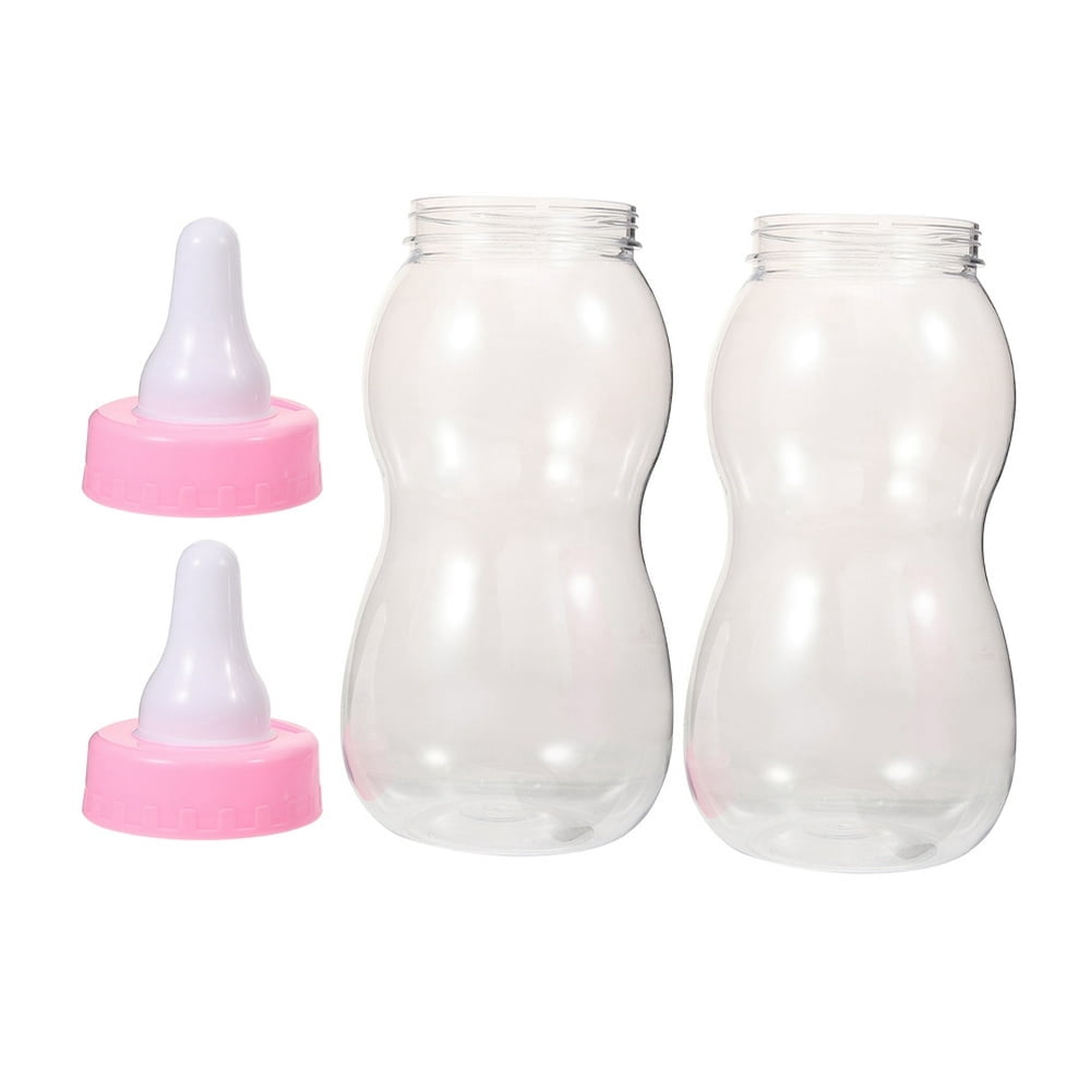 HAOAN2Pcs Jumbo Milk Bottle Coin Bank Baby Shower Plastic Container Bottle For Shower Game Favor Decoration Pink