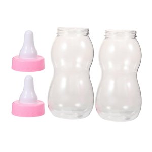 HAOAN2Pcs Jumbo Milk Bottle Coin Bank Baby Shower Plastic Container Bottle For Shower Game Favor Decoration Pink