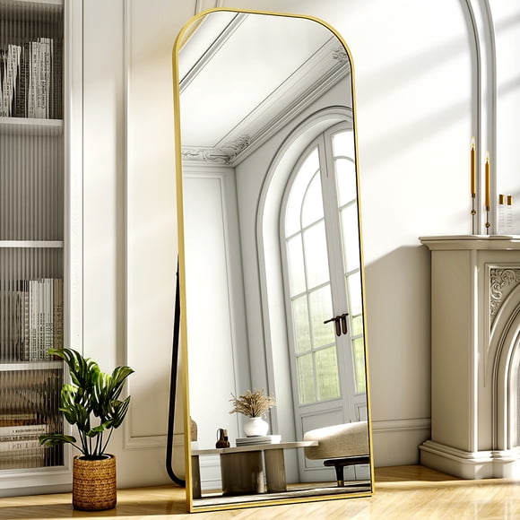 BEAUTYPEAK Miroir sur Pied 53 X 145 cm, Bords Arrondis, Doré