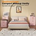 thumbnail image 2 of 3-in-1 Small Vanity Desk with Mirror & Adjustable LED Lights - Compact Dressing Table Set with Storage - Ideal for Girls' Bedroom, Apartment, 2 of 8